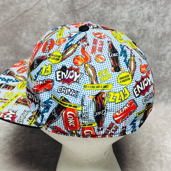Coca-Cola 2015 Hat Comic Print Colorful Baseball Cap Fitted M/L - Picture 6 of 8